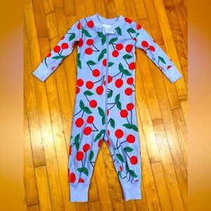 HANNA ANDERSSON Baby One Piece Zip Front Romper Purple Cherries 12-18 months